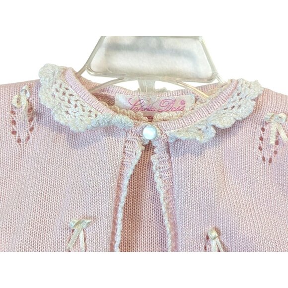 Sophie Dess Creations Paris Dress & Sweater Set Baby 3M Cotton Embroidered Pink - Picture 3 of 16